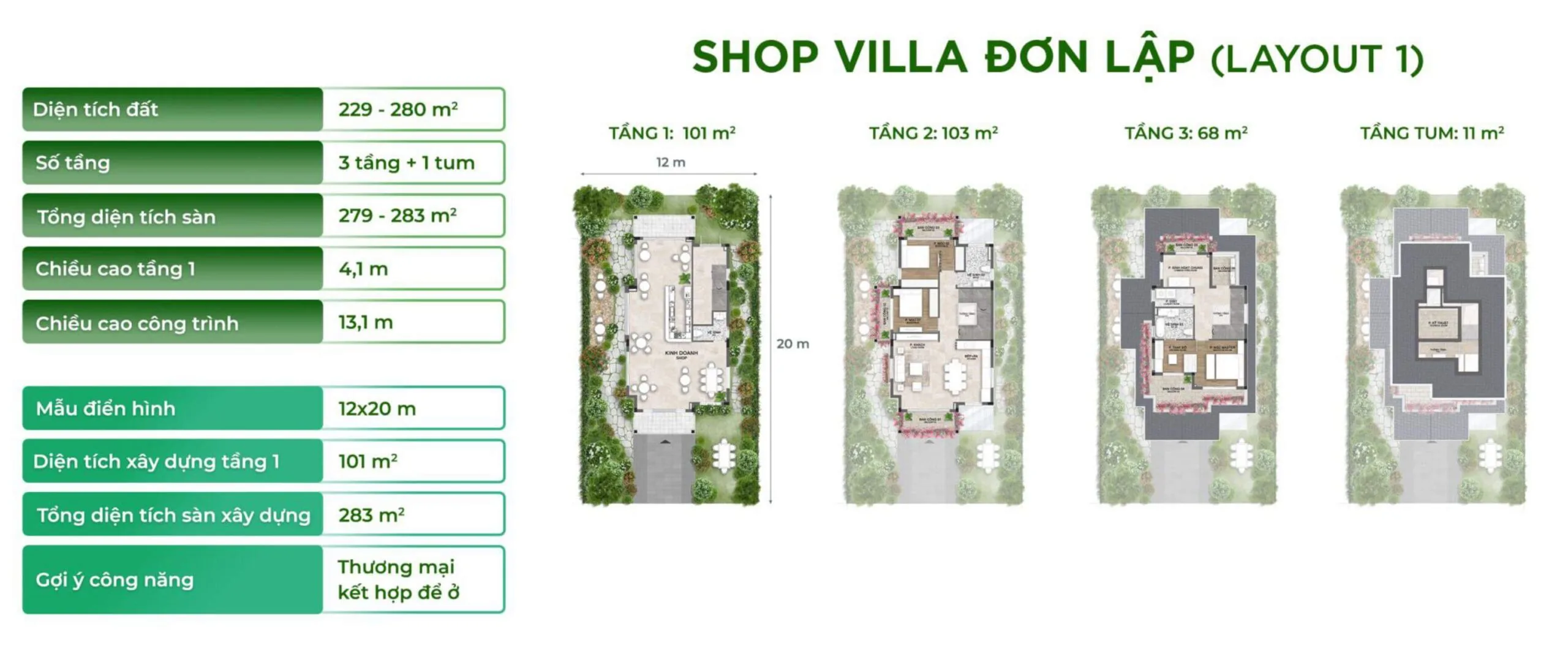 Eco Retreat 34 layout shop villa đơn lập