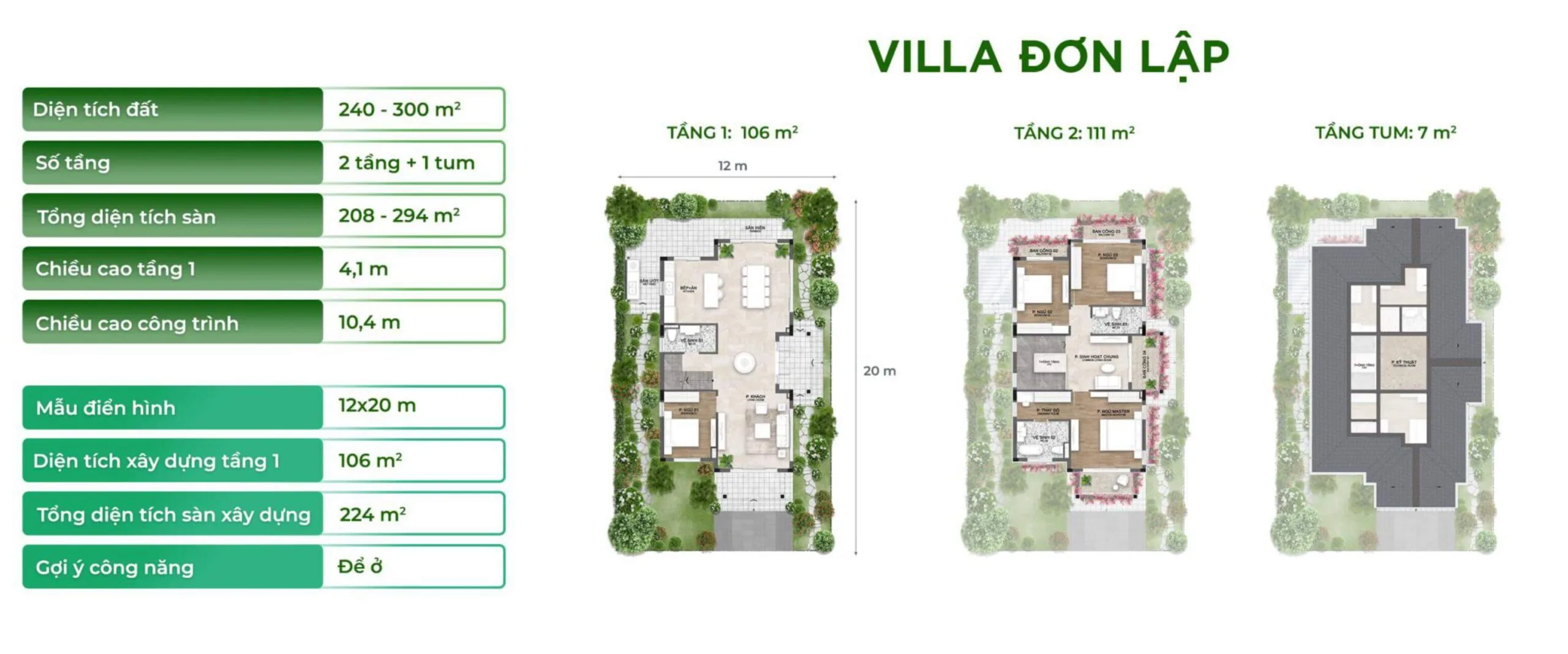 Eco Retreat 40 layout villa đơn lập