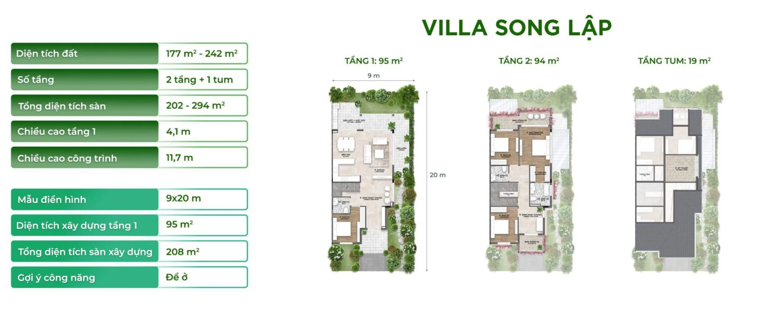Eco Retreat 38 layout villa song lập