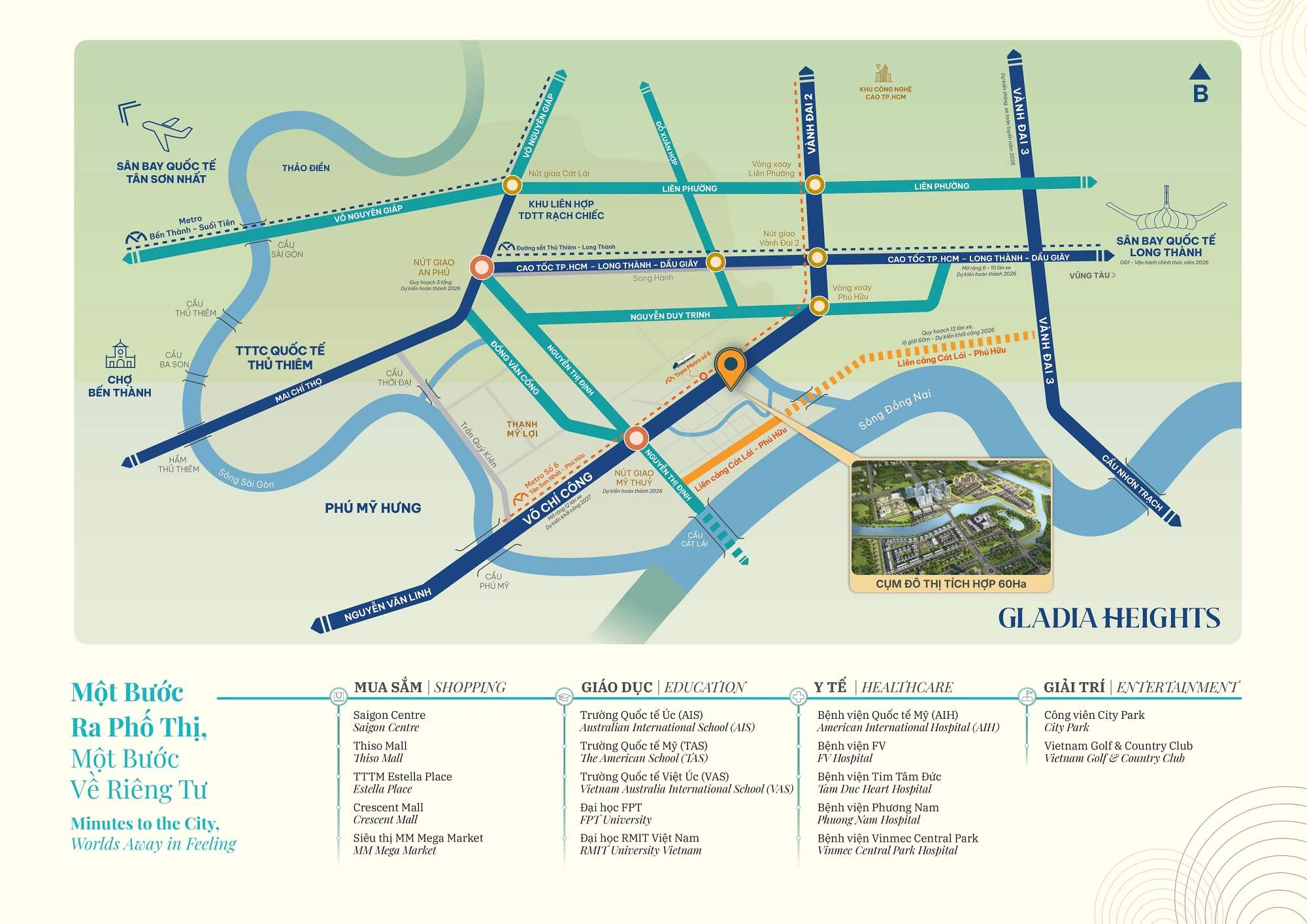 vị trí dự án căn hộ gladia heights
